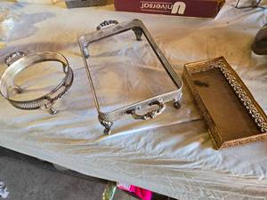 lot 102 image: Silver Plated Decorative Serving Trays including Round and Rectangular Designs