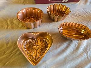 lot 105 image: Copper Molds Set Including Heart and Fluted Designs