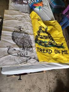 lot 235 image: Sentinel of Freedom Print and Gadsden Dont Tread on Me Flag