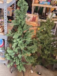 lot 241 image: Lot of 2 Artificial Christmas Trees with Stand and Lights