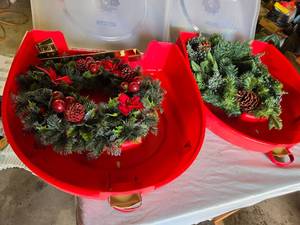 lot 252 image: Holiday Wreaths in Storage Containers