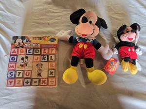 lot 269 image: Mickey Mouse Clubhouse Alphabet Blocks and Plush Toys including Mattel Mickey and Disney Store Mickey Toys