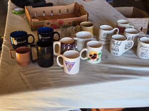 lot 322 image: Lot of Assorted Coffee Mugs with Various Designs and Logos