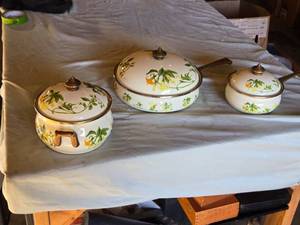 lot 323 image: Cathrineholm Enamel Cookware Set with Floral Design