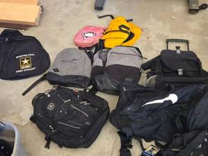 lot 361 image: Lot of Backpacks and Bags including Nike Duffel, Endeavor Air Backpack, and U.S. Army Bag