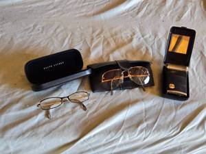 lot 393 image: Ralph Lauren Eyeglasses, Vintage Aviator Glasses, and Sanyo Cadnica Shaver