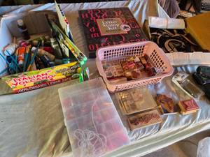 lot 455 image: Letter Stamp Kit, Paints, and Rubber Stamps