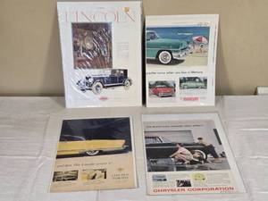 lot 471 image: Vintage Automobile Advertisement Collection including Lincoln, Mercury, and Chrysler Ads