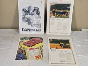 lot 475 image: Vintage Car Advertisements Collection including Panhard and Willys Ads