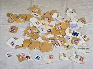 lot 484 image: Lot of Vintage Postage Stamps and Cutouts