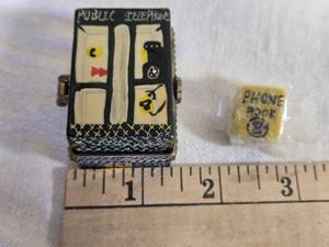 lot 501 image: Miniature Public Telephone Trinket Box with Phone Book
