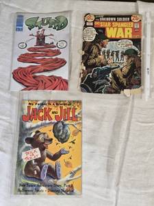 lot 509 image: Lot of 3 Vintage Comic Books Including DC Star Spangled War Stories, Jack and Jill, and Stupid