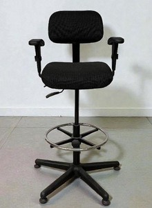 lot 2 image: MSRP $500 Bevco Precision 05501-B Ergonomic Drafting  Workbench Chair  Adjustable Arms, Foot Ring  Great Condition