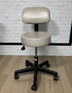lot 3 image: MSRP $600 Brewer 22500B Adjustable-Height Medical Grade Exam Stool  Upholstered Seat &amp Back, Pneumatic Lift, 5-Wheel Rolling Caster Base  Great Condition