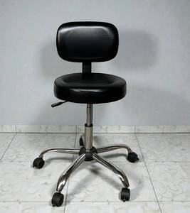lot 4 image: MSRP $600 HON Adjustable-Height Medical  Office Stool  Upholstered Seat &amp Back, Pneumatic Lift, Chrome 5-Wheel Rolling Caster Base With Locking Wheels  Great Condition