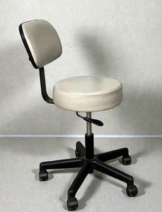 lot 5 image: MSRP $600 Brewer 22500B Adjustable-Height Medical Grade Exam Stool  Upholstered Seat &amp Back, Pneumatic Lift, 5-Wheel Rolling Caster Base  Great Condition