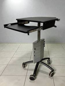 lot 41 image: Zido Instrument Cart with Keyboard Extension and Tray Mounts - Ergonomic Standing Desk, Mobile &amp Easy Transport - Great Condition