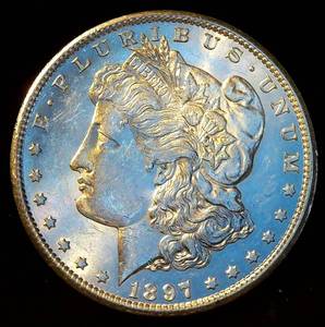 lot 4 image: AU 1897-S Morgan Silver Dollar, Original Surfaces wFull Luster