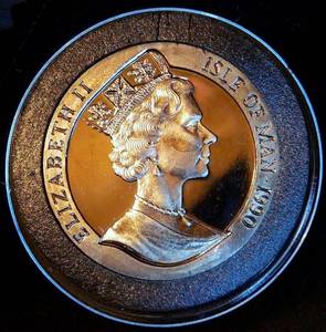 lot 8 image: 1990 Isle of Man 150th Anniversary of the Penny Black Stamp, Lower Mintage Proof, CuNi, KM#267