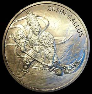 lot 14 image: 2017 1oz South Korean Mint ZISIN Series GALLUS 1 Clay 999 Silver Round, Mint Fresh, Spectacular Engraving