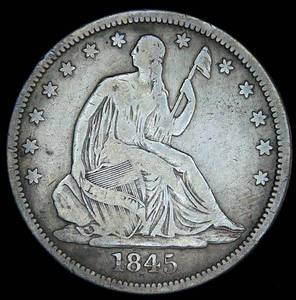 lot 21 image: Scarce No Drapery, Better Date, 1845-O Seated Liberty Half Dollar, FF
