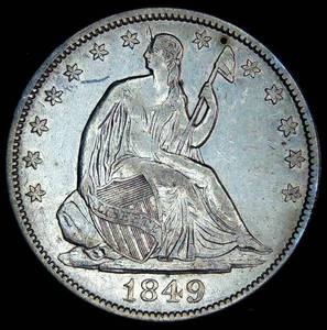 lot 22 image: Slightly Better Date 1849-P Seated Liberty Half Dollar, XFXF
