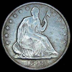 lot 23 image: FVF 1848-O Seated Liberty Half Dollar, details