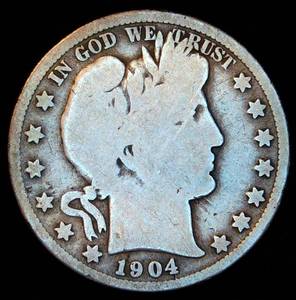 lot 37 image: Semi Key 1904-S Barber Half Dollar, Original Surfaces