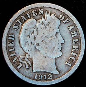 lot 38 image: VGF 1912 Barber Dime, Original Surfaces