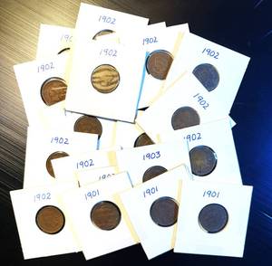 lot 44 image: (19) Common Date Circulated Indian Cents