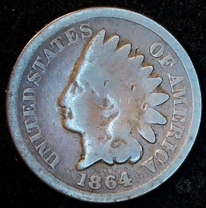 lot 43 image: Better Date 1864 Indian Cent, G