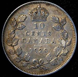 lot 46 image: VF 1920 Canada Silver Dime
