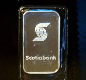 lot 52 image: Mint Sealed 1oz 999 Scotiabank Silver Bar
