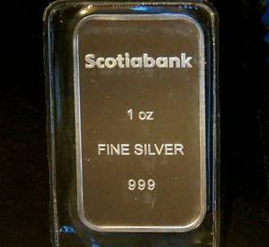 lot 53 image: Mint Sealed 1oz 999 Scotiabank Silver Bar