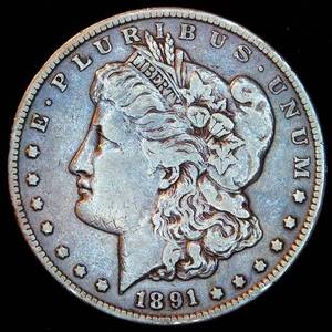 lot 60 image: Tougher Date VFVF 1891-S Morgan Silver Dollar
