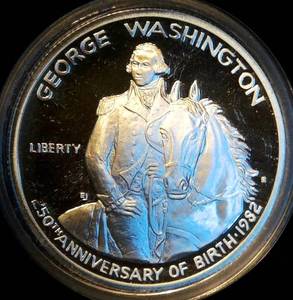 lot 67 image: 1982 Proof Silver Washington 250th Commemorative Half Dollar
