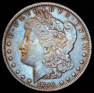 lot 73 image: VFVF 1890-P Morgan Silver Dollar, Original Surfaces