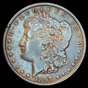 lot 74 image: VFVF 1897-O Morgan Silver Dollar, Original Surfaces