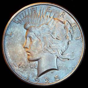 lot 78 image: XF 1925-P Peace Silver Dollar, Original Surfaces wDecent Luster