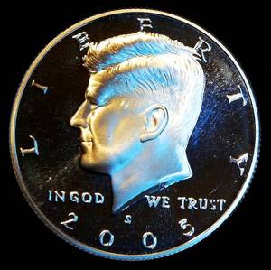 lot 82 image: 2005-S 90% Proof Silver Kennedy Half Dollar