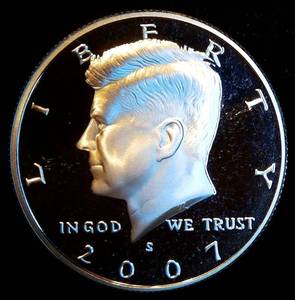 lot 83 image: 2007-S 90% Proof Silver Kennedy Half Dollar