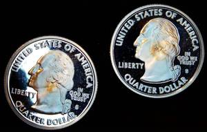 lot 86 image: (2) 90% Proof Silver ATB Washington Quarters, WV & KS