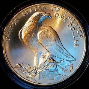 lot 94 image: Gem BU 1984 90% Silver Dollar Los Angeles Olympiad Commemorative, .773 ASW