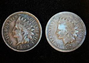 lot 101 image: Semi Key 1878 Plus VF 1893 Indian Cents