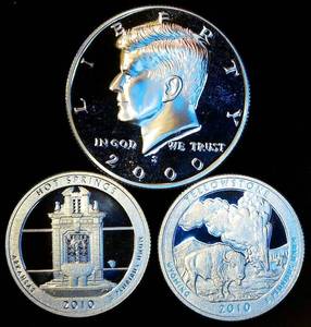 lot 104 image: (3) 90% Silver Proof Coins, New From Sets, $1 FV