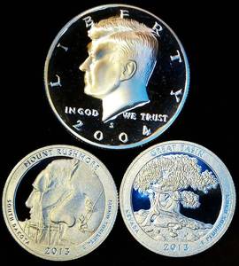 lot 105 image: (3) 90% Silver Proof Coins, New From Sets, $1 FV