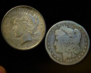 lot 120 image: (2) Circulated Silver Dollars, 1.5 OzT TSW