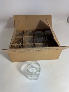 lot 64 image: Lot of (12) 8 oz. Square Mason Jar