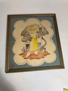 lot 71 image: Airbrushed Watercolor Print from the 1940s by Bernard