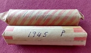 lot 12 image: 1944 & 1945 Wheat Penny Rolls